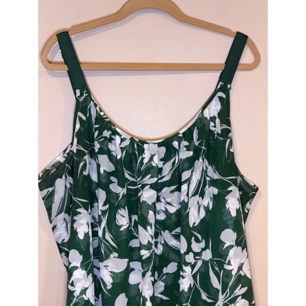 Lane Bryant Camisole Green Plus 28‎ Floral Adjustable Strap Tank Casual Tropical - Picture 4 of 7